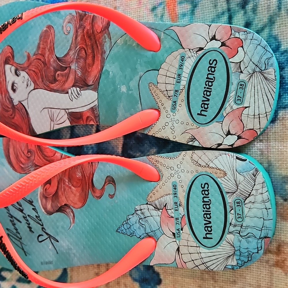 Havaianas Disney Ariel Flip Flops Size 7/8 - Picture 10 of 16